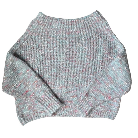 AndTheWhy Fuzzy Confetti Off Shoulder Popcorn Knit Sweater Sz M/L NWOT Cozycore - Picture 3 of 6